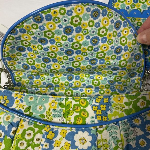 Vera Bradley Petite Chain Bag with Wallet English Meadow Green Blue - Picture 8 of 9